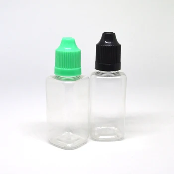 20 шт., Пустая ПЭТ Твердая квадратная бутылка 30 куб. см, пластиковые бутылки-капельницы 30 мл С защитой от детей, флакон для жидкости