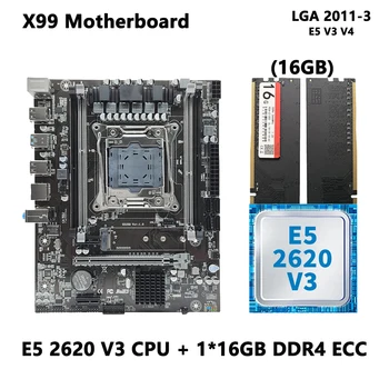 Материнская плата X99 LGA 2011-3 Материнская плата XEON X99 с процессором Intel E5 2620 V3 с комбинированным комплектом памяти 1*16 ГБ DDR4 ECC SSD M.2 M-ATX