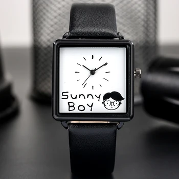 Модные Повседневные часы для Пары, Кварцевые Наручные Часы с Квадратным Циферблатом Sunny Boy, Кожаные Часы для Мужчин, Подарки для пар, Relogio Masculino