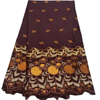 Мягкий швейный материал Высококачественная Кофейная Африканская кружевная ткань 5 Ярдов Швейцарского вуалевого кружева Нигерийская Хлопчатобумажная ткань для одежды